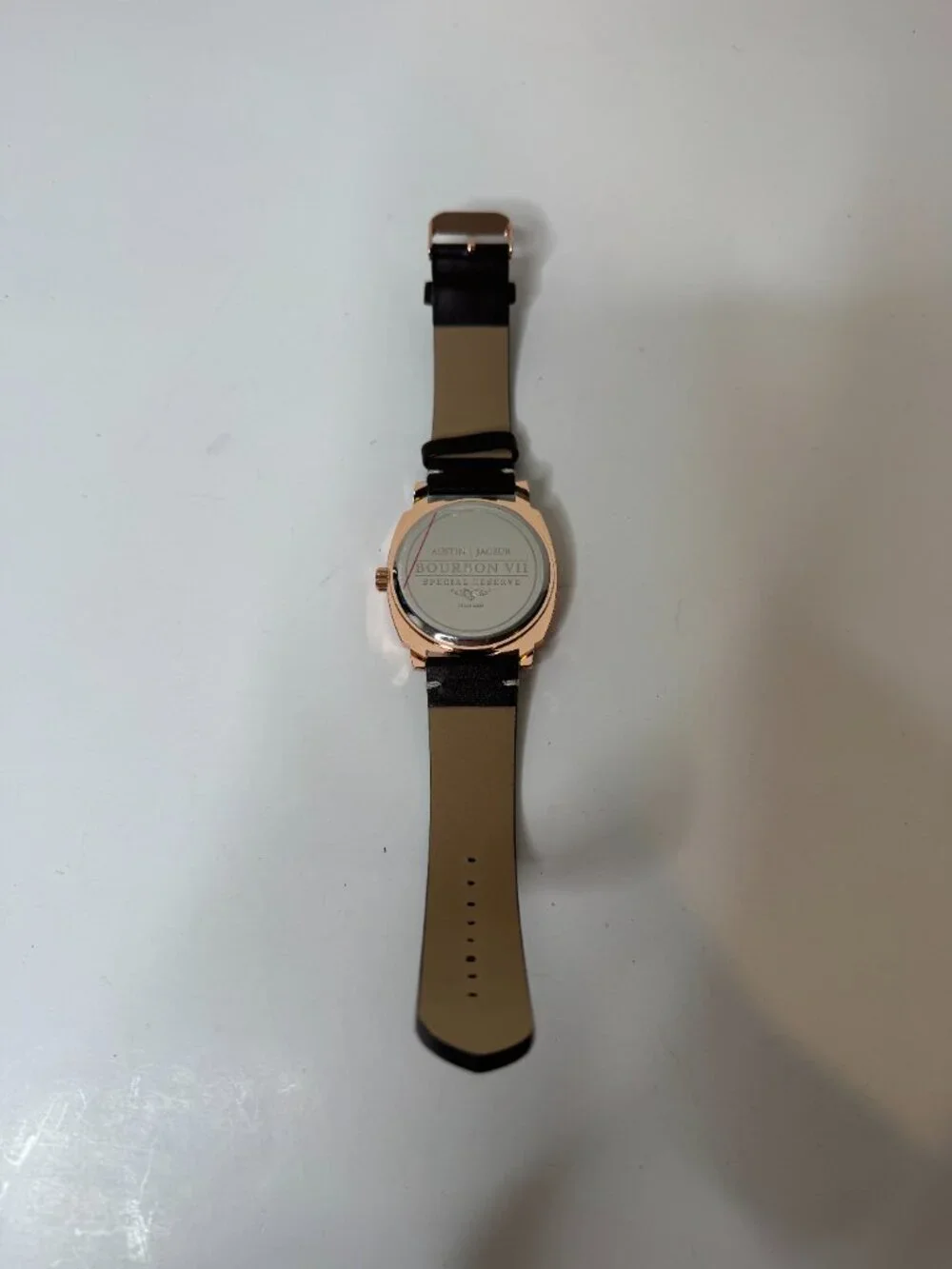 NWOT Austin Jageur Bourbon VII Special Reserve Watch Gold Plated Case Black Dial